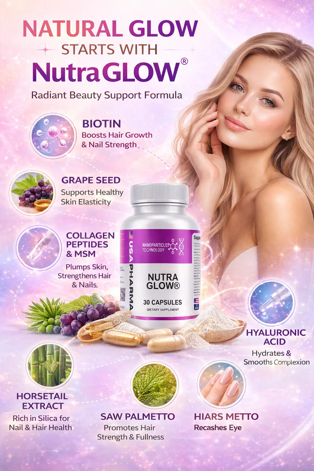NutraGlow premium beauty nutrients for hair skin nails